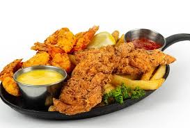 Diamond Throne Combo (Breaded Prawns, Calamari, Chicken Tenders, Peppered Wings, Chicken & Beef Kebab, Fries)
