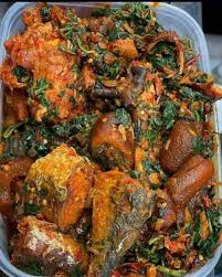 Efo Riro (Choice of Goat Meat, Beef, Fish, Snail or Assorted)