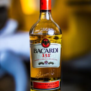 selective focus photography of Bacardi 151 bottle