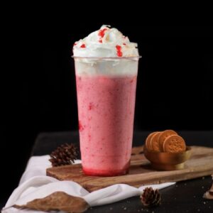 pink ice cream on white ceramic plate
